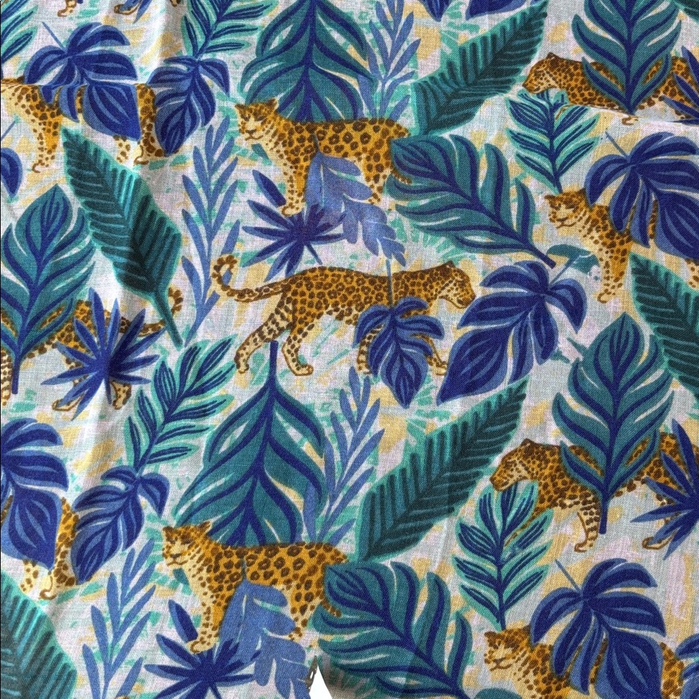 Molly & Rex Jungle Leopard Print Lightweight Scarf with Blues and Greens - Picture 2 of 3